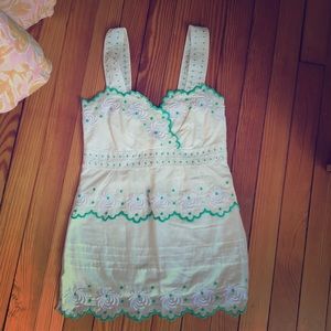 Anthropologie Lu Lu Lame embroidered tank top